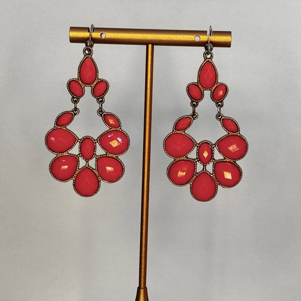 Coral Colored Chandelier Earrings